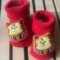 Shimmer Red Lucky Chinese New Year Cat christmas themed Booties/Socks  for Christmas Party, 0-12 months - Little Surprise BoxShimmer Red Lucky Chinese New Year Cat christmas themed Booties/Socks  for Christmas Party, 0-12 months