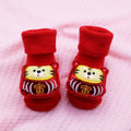 Shimmer Red Lucky Chinese New Year Cat christmas themed Booties/Socks  for Christmas Party, 0-12 months - Little Surprise BoxShimmer Red Lucky Chinese New Year Cat christmas themed Booties/Socks  for Christmas Party, 0-12 months