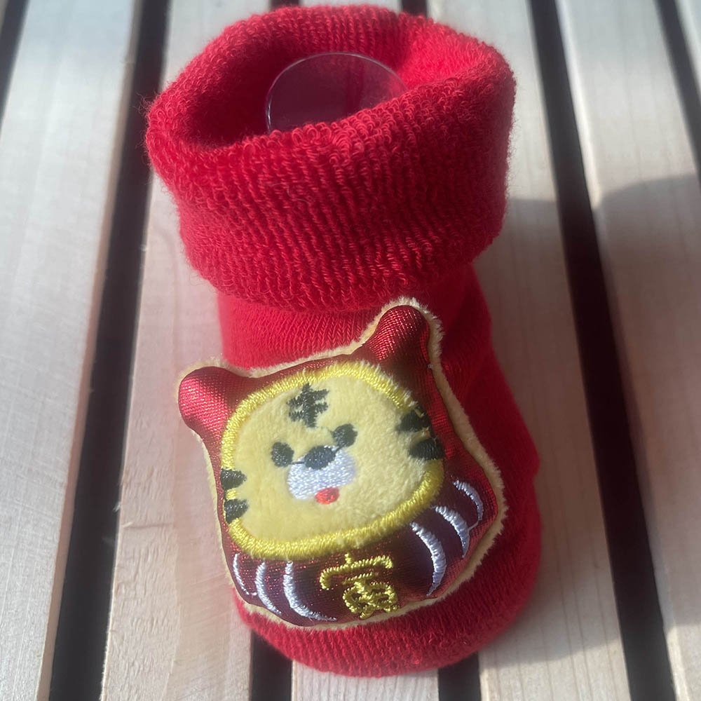 Shimmer Red Lucky Chinese New Year Cat christmas themed Booties/Socks  for Christmas Party, 0-12 months - Little Surprise BoxShimmer Red Lucky Chinese New Year Cat christmas themed Booties/Socks  for Christmas Party, 0-12 months