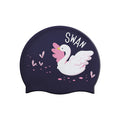 Silicone Kids Swimming Cap, Floating Swan, Navy - Little Surprise BoxSilicone Kids Swimming Cap, Floating Swan, Navy