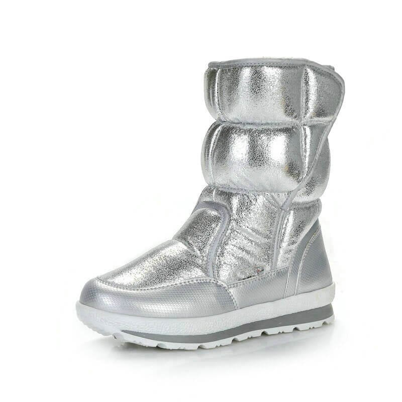 Silver Shiny Hologram Kids Winter / Snow Boots - Little Surprise BoxSilver Shiny Hologram Kids Winter / Snow Boots
