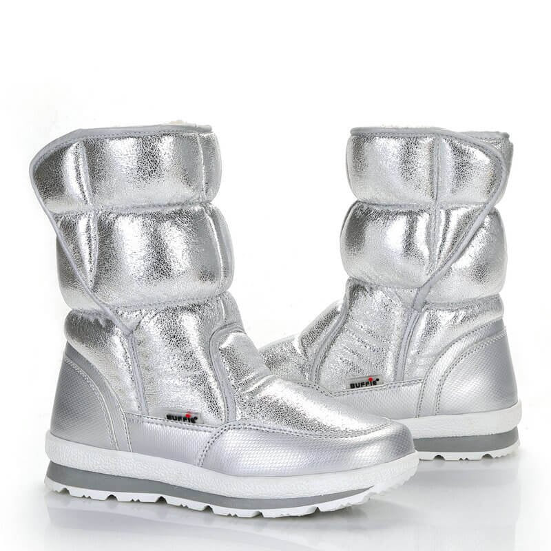Silver Shiny Hologram Kids Winter / Snow Boots - Little Surprise BoxSilver Shiny Hologram Kids Winter / Snow Boots