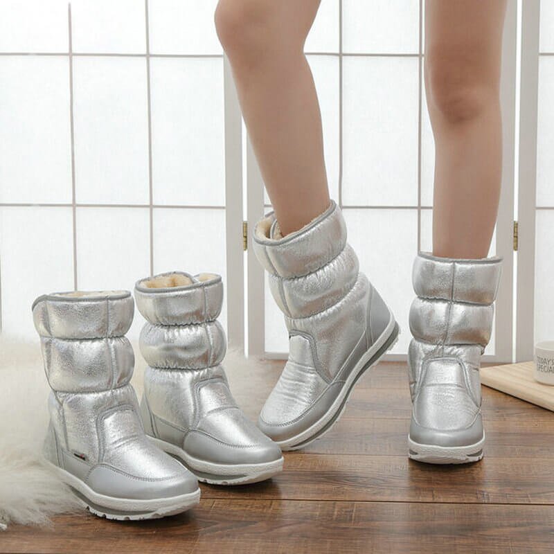 Silver Shiny Hologram Women Winter / Snow Boots - Little Surprise BoxSilver Shiny Hologram Women Winter / Snow Boots