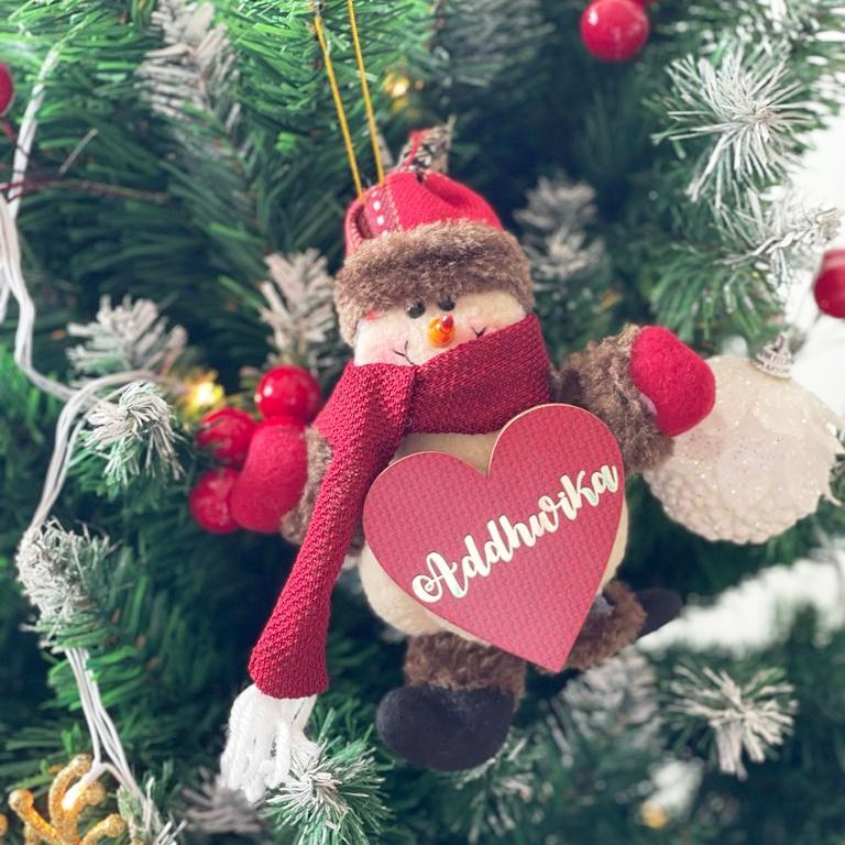 Snowman with a Personalized Big Heart Tree Ornament - Little Surprise BoxSnowman with a Personalized Big Heart Tree Ornament