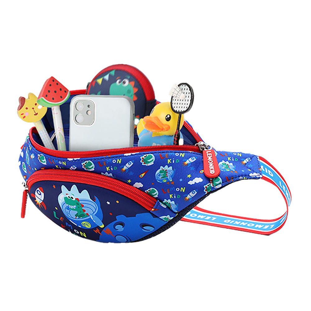 Space Blue Dinosaurs cross-body/ Fanny pack Hip pouch for Kids - Little Surprise BoxSpace Blue Dinosaurs cross-body/ Fanny pack Hip pouch for Kids