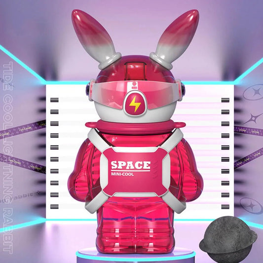 Space Bunny Robo Water bottle for Kids and Adults, Dark Pink - Little Surprise BoxSpace Bunny Robo Water bottle for Kids and Adults, Dark Pink