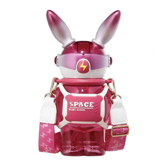 Space Bunny Robo Water bottle for Kids and Adults, Dark Pink - Little Surprise BoxSpace Bunny Robo Water bottle for Kids and Adults, Dark Pink
