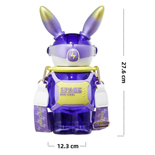 Space Bunny Robo Water bottle for Kids and Adults, Purple - Little Surprise BoxSpace Bunny Robo Water bottle for Kids and Adults, Purple