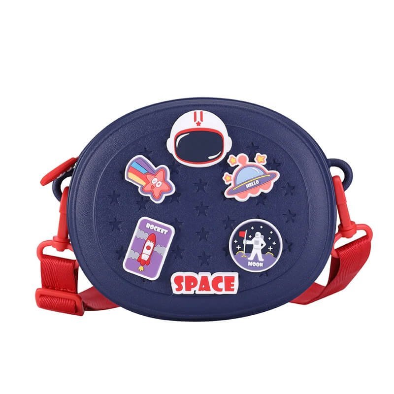 Space Theme Royal Blue Kids Mini Size Oval Sling Bag - Little Surprise BoxSpace Theme Royal Blue Kids Mini Size Oval Sling Bag