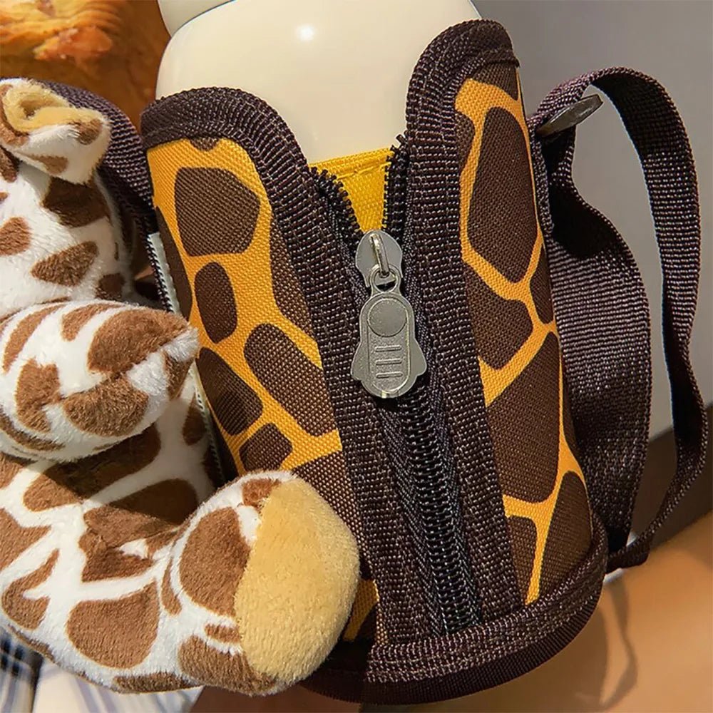 Stainless Steel Water Bottle with Matching Cover & Soft Toy, Giraffe - Little Surprise BoxStainless Steel Water Bottle with Matching Cover & Soft Toy, Giraffe