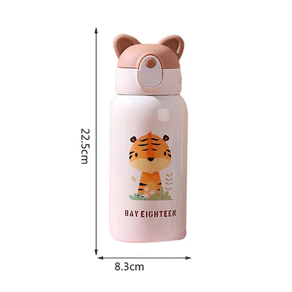 Stainless Steel Water Bottle with Matching Cover & Soft Toy, White Tiger - Little Surprise BoxStainless Steel Water Bottle with Matching Cover & Soft Toy, White Tiger