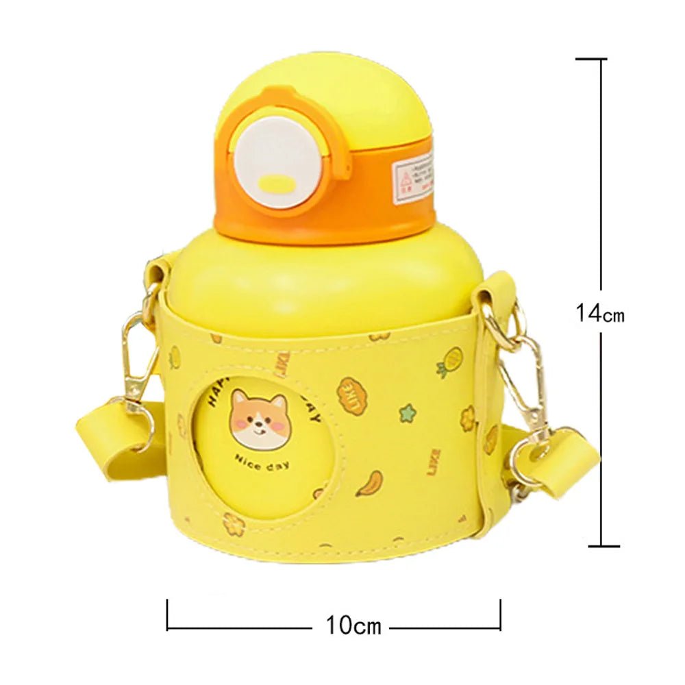 Stainless Steel Yellow Fruity Bear Water bottle for Kids with Holder, 520 ml - Little Surprise BoxStainless Steel Yellow Fruity Bear Water bottle for Kids with Holder, 520 ml