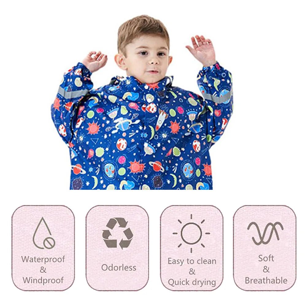 Starry Planet Theme, Knee Length Raincoat for Kids - Little Surprise BoxStarry Planet Theme, Knee Length Raincoat for Kids