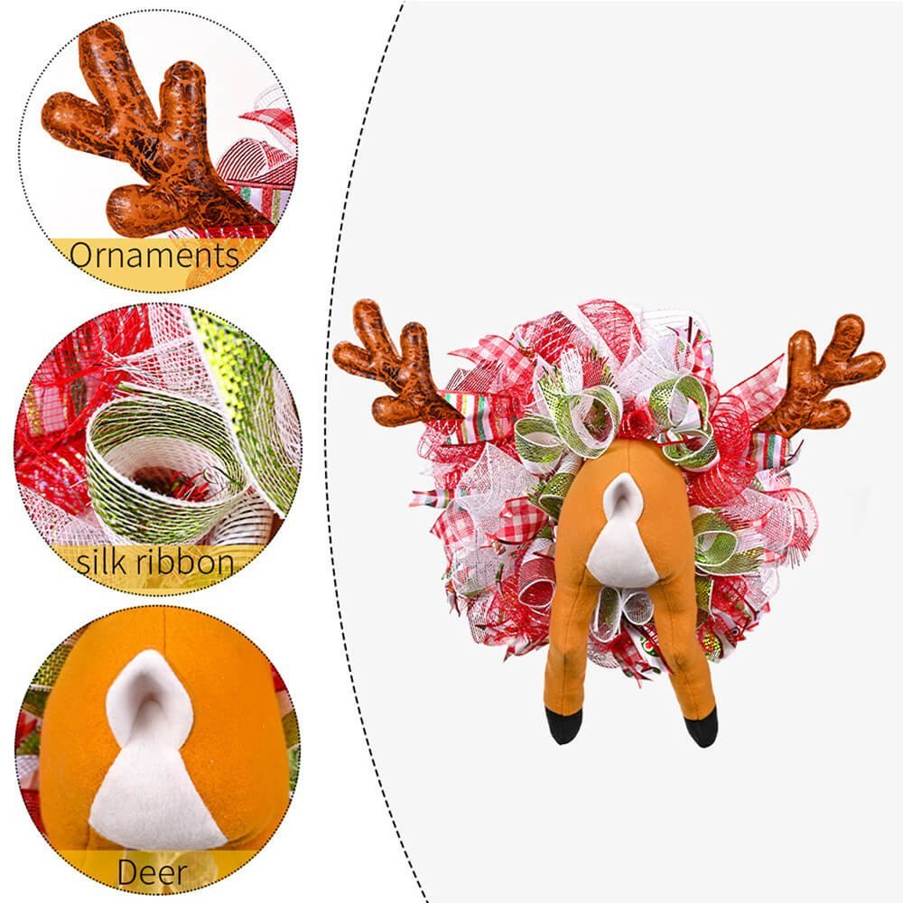 Stuck Reindeer Style Artificial Christmas Wreath for Wall, Door and Tree Decor - Little Surprise BoxStuck Reindeer Style Artificial Christmas Wreath for Wall, Door and Tree Decor