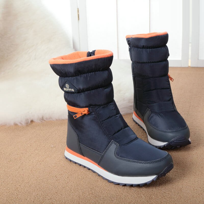 Stunning Black & Orange Zipper Women Winter / Snow Boots - Little Surprise BoxStunning Black & Orange Zipper Women Winter / Snow Boots