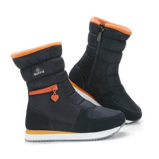Stunning Black & Orange Zipper Women Winter / Snow Boots - Little Surprise BoxStunning Black & Orange Zipper Women Winter / Snow Boots