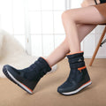 Stunning Black & Orange Zipper Women Winter / Snow Boots - Little Surprise BoxStunning Black & Orange Zipper Women Winter / Snow Boots