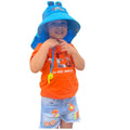 Summer Hat with wide Neck Flap for Kids, (3-10yrs), Blue Panda - Little Surprise BoxSummer Hat with wide Neck Flap for Kids, (3-10yrs), Blue Panda