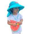 Summer Hat with wide Neck Flap for Kids, (3-10yrs), Teal Dino - Little Surprise BoxSummer Hat with wide Neck Flap for Kids, (3-10yrs), Teal Dino