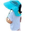 Summer Hat with wide Neck Flap for Kids, (3-10yrs), Teal Panda - Little Surprise BoxSummer Hat with wide Neck Flap for Kids, (3-10yrs), Teal Panda