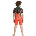 Superhero Green & Orange 2.5mm Neoprene Knee Length Kids Swimsuit, Half Sleeves Swimwea - Little Surprise BoxSuperhero Green & Orange 2.5mm Neoprene Knee Length Kids Swimsuit, Half Sleeves Swimwea