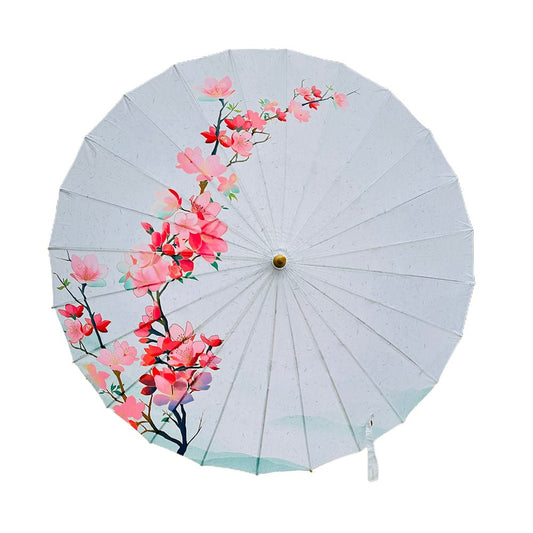 Teal & Pink Floral, Chinese Canopy Style Rain and All season Umbrella - Little Surprise BoxTeal & Pink Floral, Chinese Canopy Style Rain and All season Umbrella