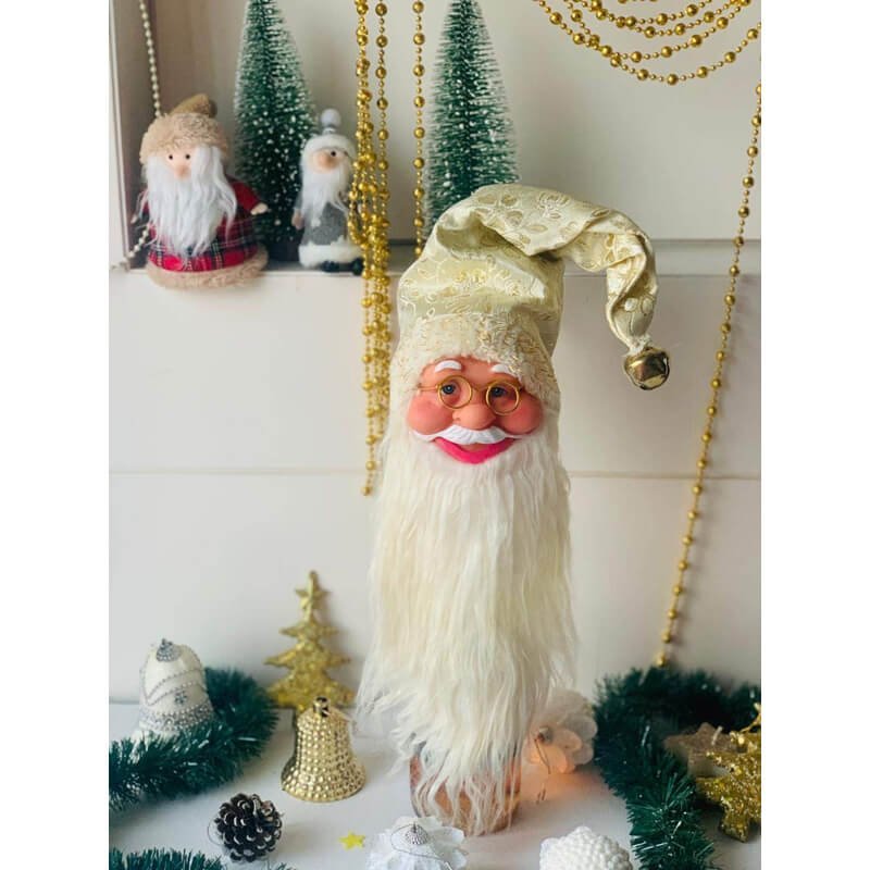 The Sparkly Gold 3d Santa Wine Bottle Cover - Little Surprise BoxThe Sparkly Gold 3d Santa Wine Bottle Cover