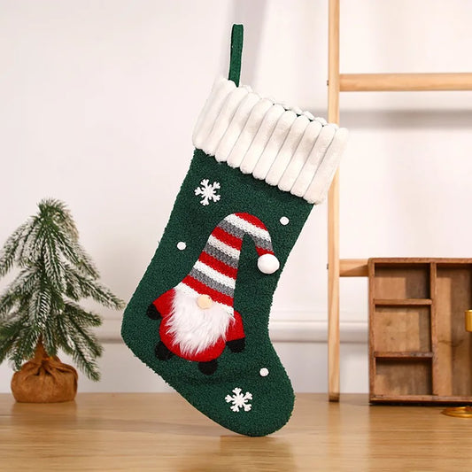 Tufting & Crochet Green Santa christmas Stockings, 16 inches for christmas gifts and christmas decor - Little Surprise BoxTufting & Crochet Green Santa christmas Stockings, 16 inches for christmas gifts and christmas decor