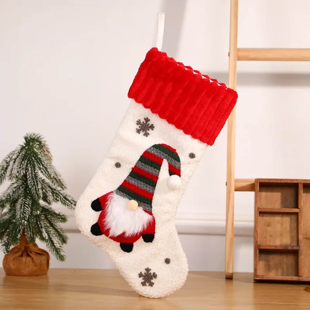 Tufting & Crochet White Santa christmas Stockings, 16 inches for christmas gifts and christmas decor - Little Surprise BoxTufting & Crochet White Santa christmas Stockings, 16 inches for christmas gifts and christmas decor