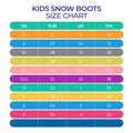 Unisex Kids Snowboots, Cute run-though stitched purple butterfly with embelishments - Little Surprise BoxKids Snowboots Size Chart