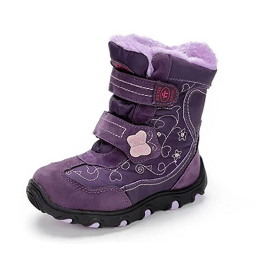 Unisex Kids Snowboots, Cute run-though stitched purple butterfly with embelishments - Little Surprise BoxUnisex Kids Snowboots, Cute run-though stitched purple butterfly with embelishments