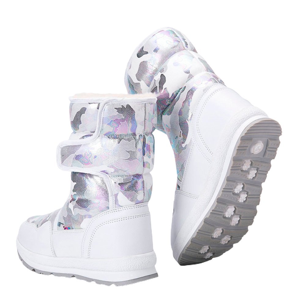 White and Silver Glam Kids Winter Snowboots - Little Surprise BoxWhite and Silver Glam Kids Winter Snowboots