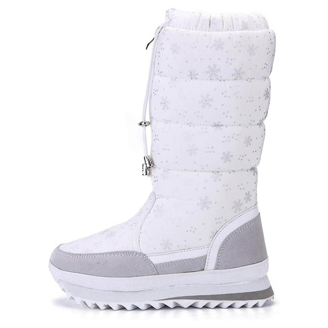 White and Silver Snowflakes women Winter Snownboots - Little Surprise BoxWhite and Silver Snowflakes women Winter Snownboots