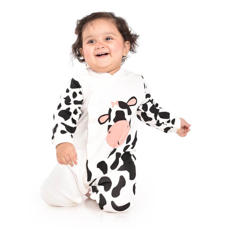 White Cow print Romper, 2-3 yrs Unisex Kids Wear - Little Surprise BoxWhite Cow print Romper, 2-3 yrs Unisex Kids Wear