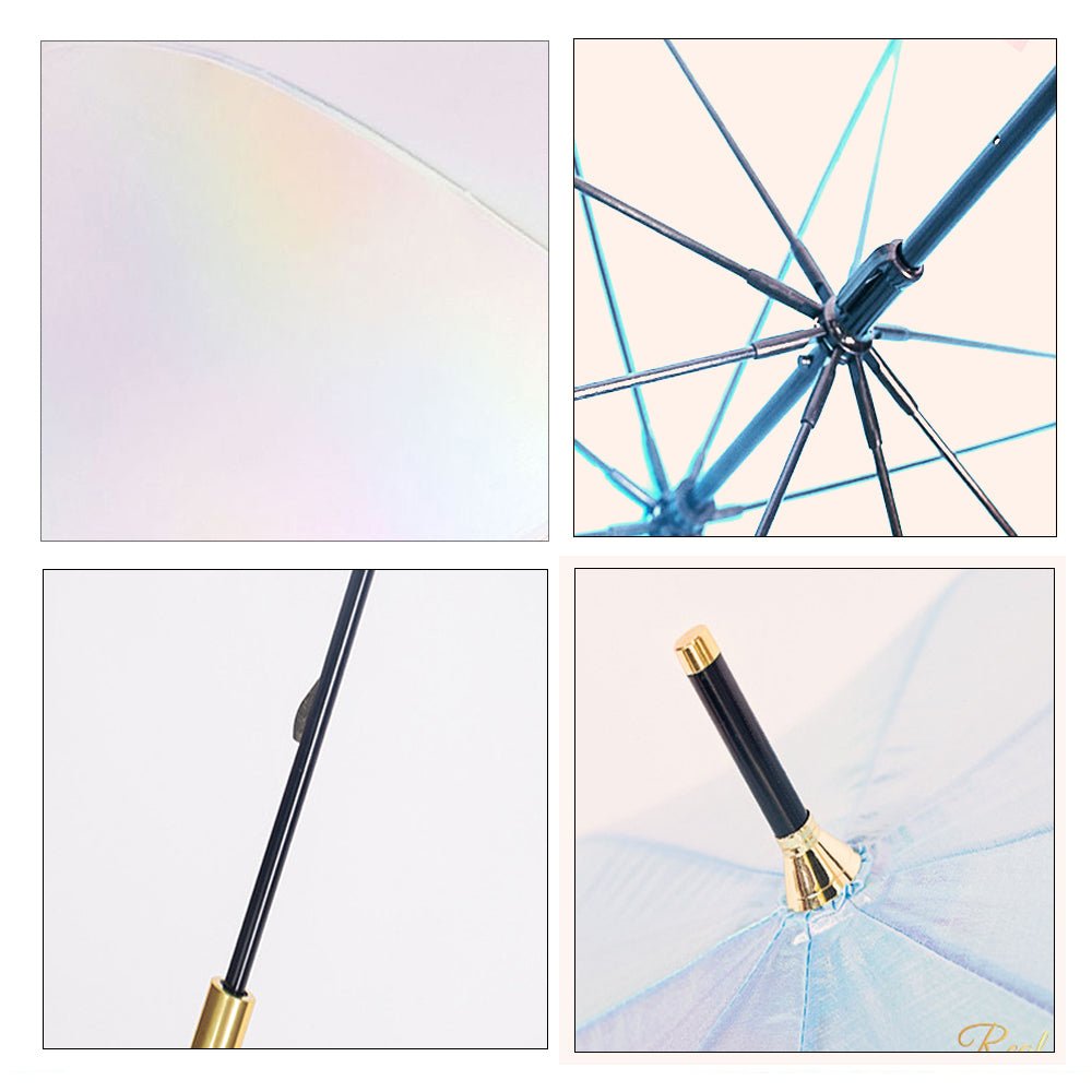 White Holographic Glitter Rain Umbrella for Kids & Adults - Little Surprise BoxWhite Holographic Glitter Rain Umbrella for Kids & Adults