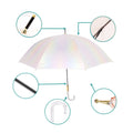 White Holographic Glitter Rain Umbrella for Kids & Adults - Little Surprise BoxWhite Holographic Glitter Rain Umbrella for Kids & Adults