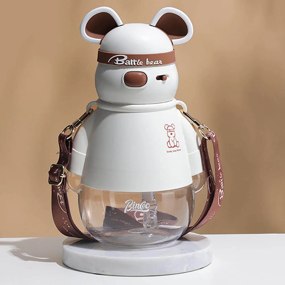 White, Kelly Jo Bear water bottle for Kids and Adults,1100 ml, Brown - Little Surprise BoxWhite, Kelly Jo Bear water bottle for Kids and Adults,1100 ml, Brown