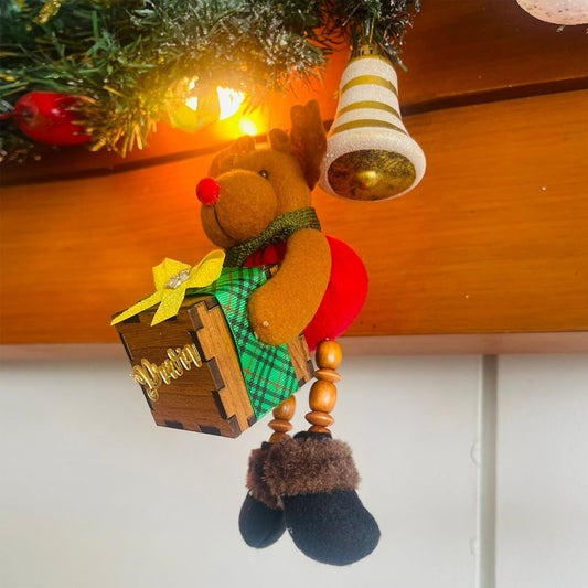 Wooden Legs Rudolf with a Personalised Gift Tree Ornament - Little Surprise BoxWooden Legs Rudolf with a Personalised Gift Tree Ornament