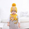 Yellow Bear woven Stretchable Woolen Winter Cap for Kids with Matching Neck Muffler Set (3-10yrs) - Little Surprise BoxYellow Bear woven Stretchable Woolen Winter Cap for Kids with Matching Neck Muffler Set (3-10yrs)