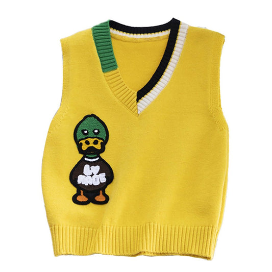 Yellow Donald V Neck Winter Warmer Cardigan & Sweater for toddlers & Kids - Little Surprise BoxYellow Donald V Neck Winter Warmer Cardigan & Sweater for toddlers & Kids