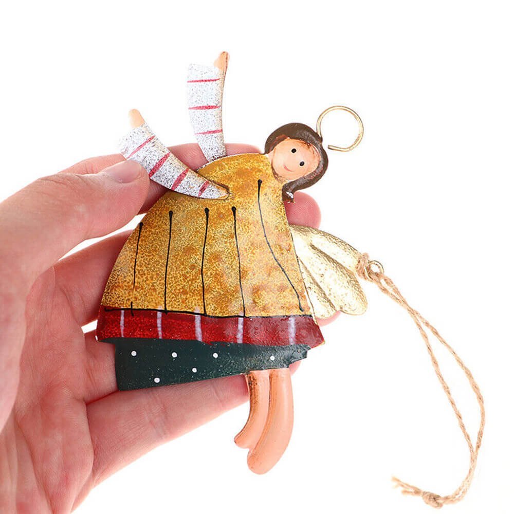 Yellow & Gold Flying Angel, Metal Christmas Tree Ornament - Little Surprise BoxYellow & Gold Flying Angel, Metal Christmas Tree Ornament