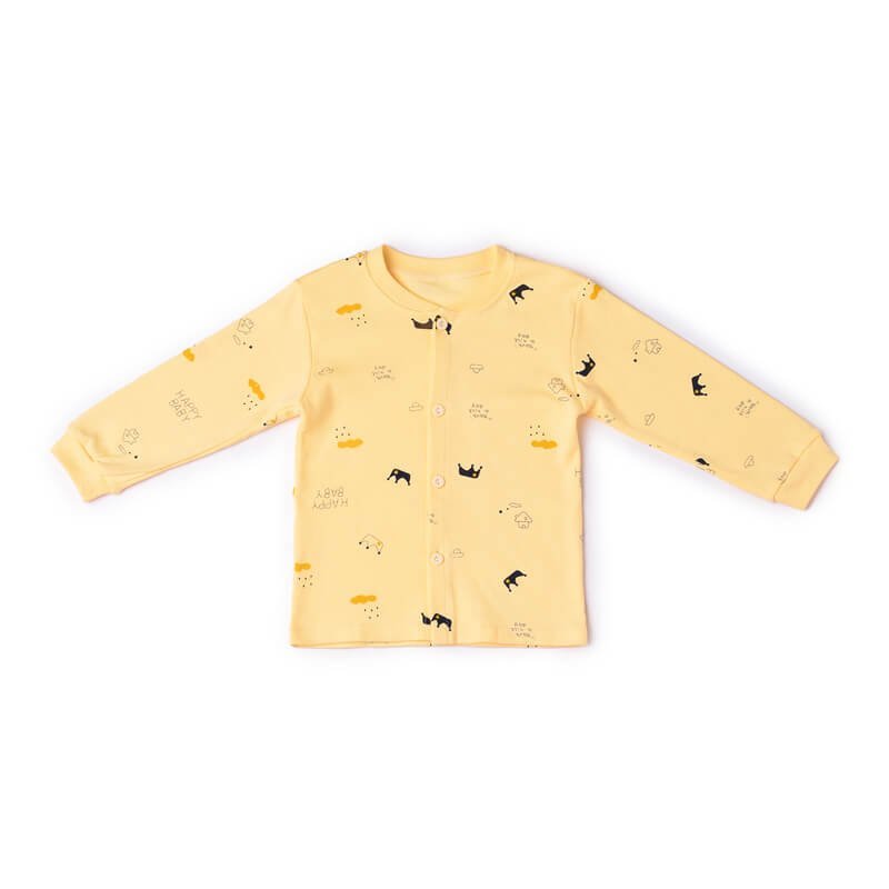 Yellow Happy Baby Full sleeves tops & pants set Unisex Kids Wear - Little Surprise BoxYellow Happy Baby Full sleeves tops & pants set Unisex Kids Wear