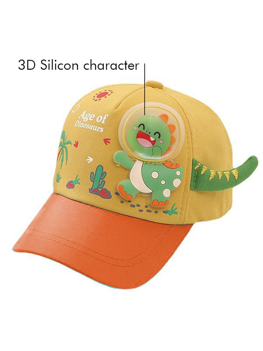 Yellow & Orange 3d Dino Casual Cap for Kids - Little Surprise BoxYellow & Orange 3d Dino Casual Cap for Kids