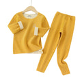 Yellow Round Neck Upper & Lower Body Thermal Winter Warmers For Kids-Set Of 2 Pcs - Little Surprise BoxYellow Round Neck Upper & Lower Body Thermal Winter Warmers For Kids-Set Of 2 Pcs