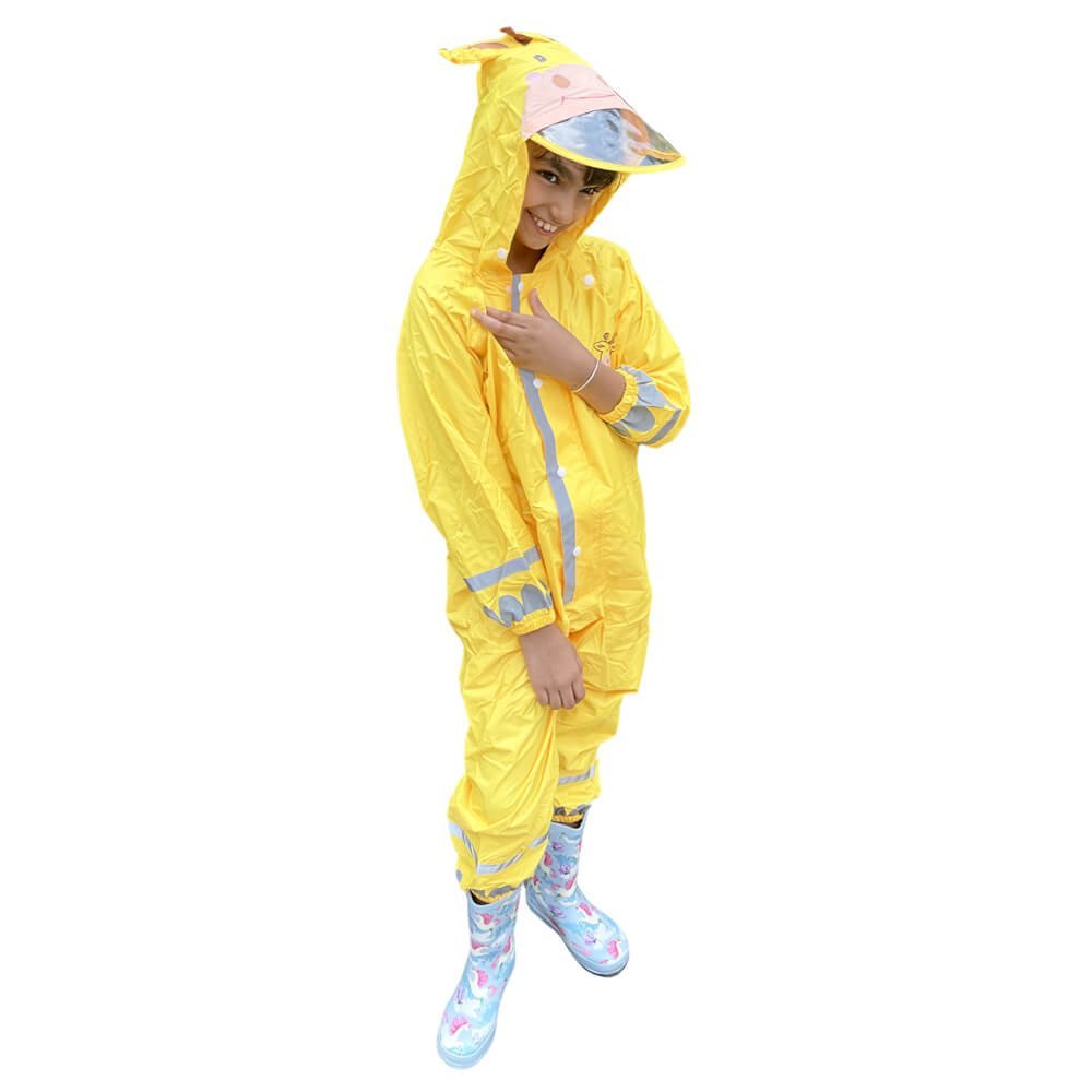 Yellow Sunshine Giraffe Playsuit Raincoat - Little Surprise BoxYellow Sunshine Giraffe Playsuit Raincoat