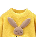 Yellow with 3d Bunny Kids Cardigan Sweater, Round Neck - Little Surprise BoxYellow with 3d Bunny Kids Cardigan Sweater, Round Neck